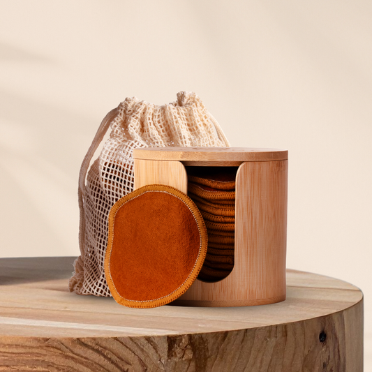 Reusable Bamboo Pads & Bamboo Storage Barrel & Laundry Bag